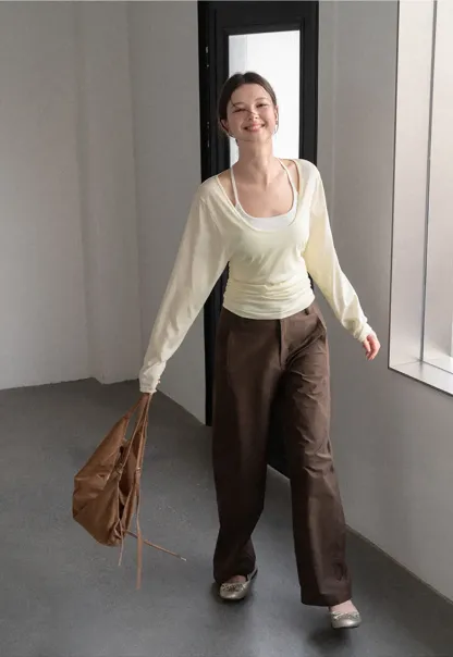 Wide Leg High Waist Belted Casual Pants