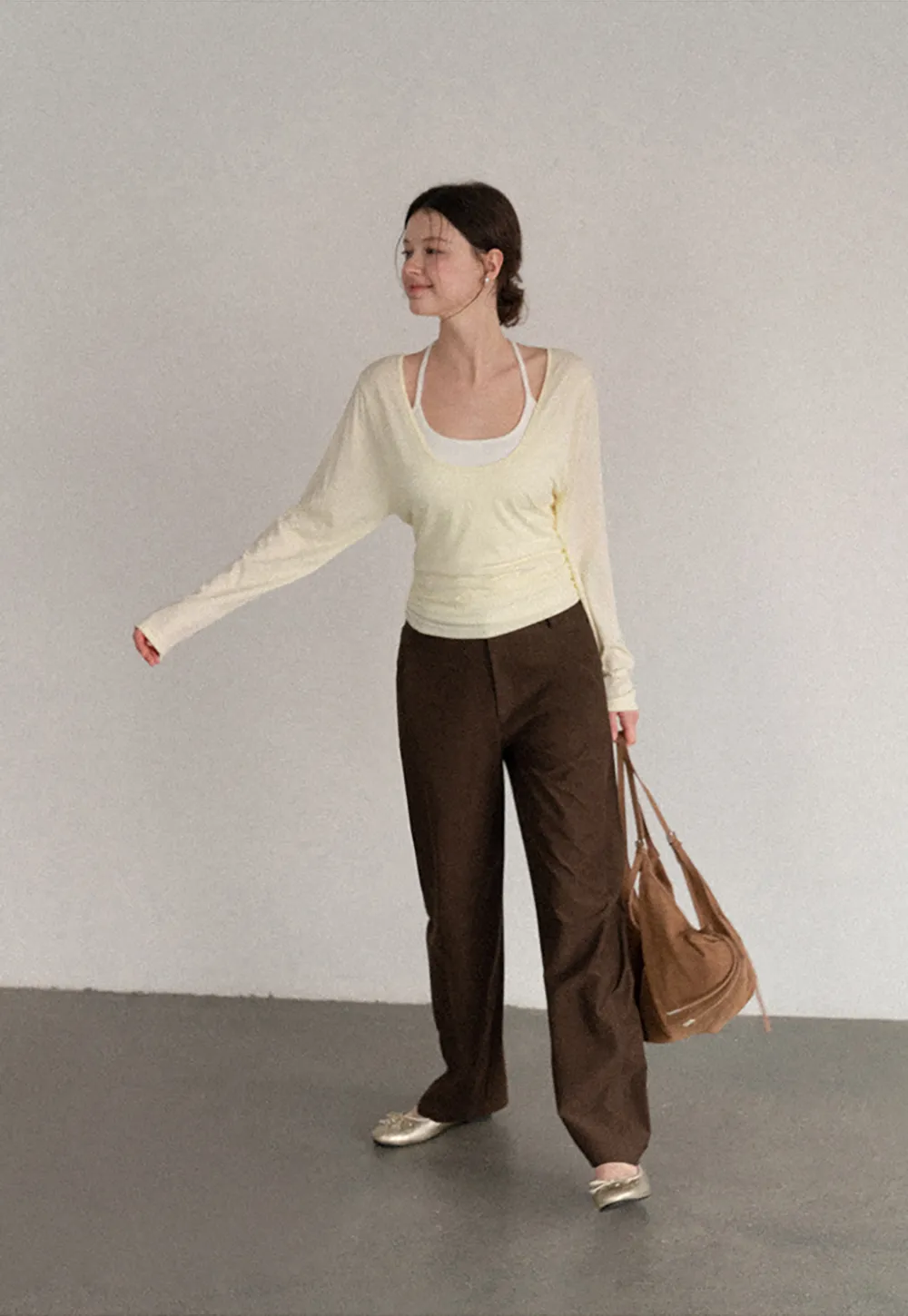 Wide Leg High Waist Belted Casual Pants