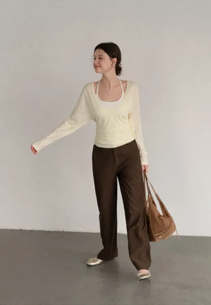 Wide Leg High Waist Belted Casual Pants
