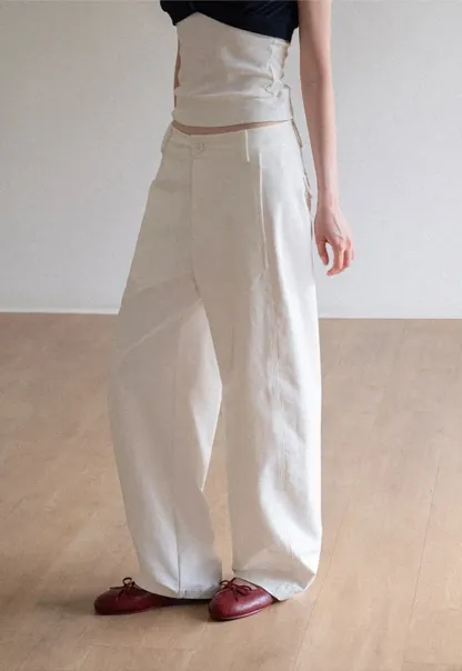 Wide Leg High Waist Belted Casual Pants