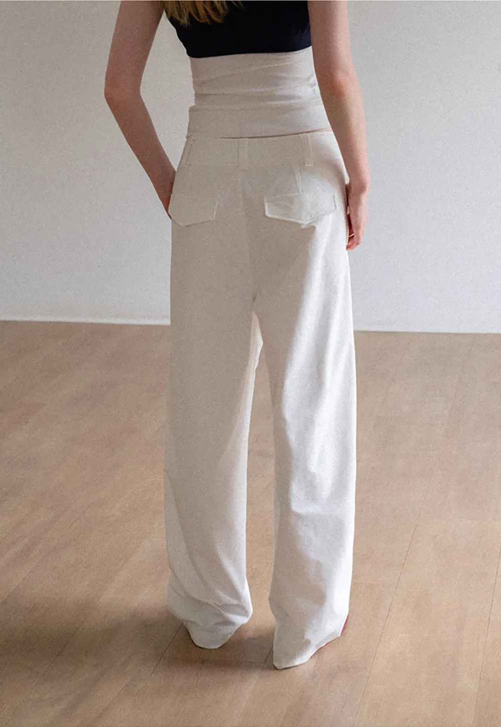Wide Leg High Waist Belted Casual Pants