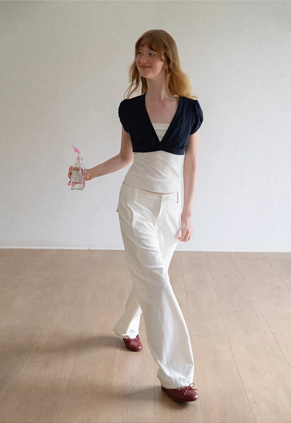 Wide Leg High Waist Belted Casual Pants