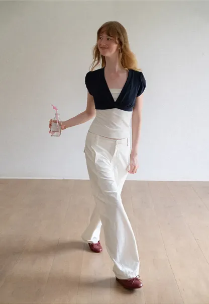 Wide Leg High Waist Belted Casual Pants