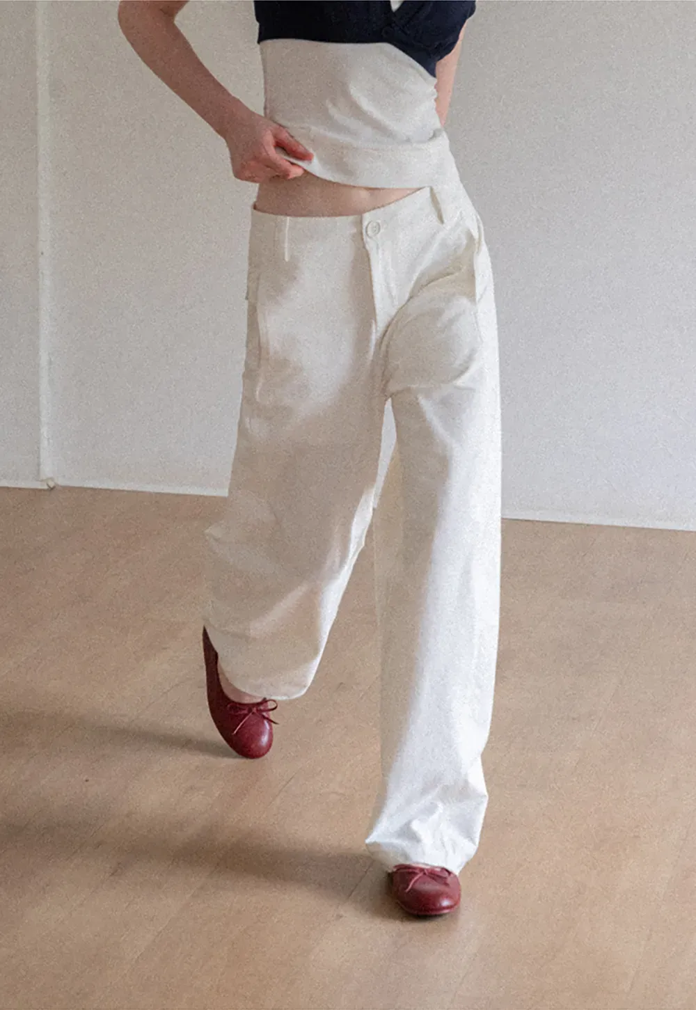 Wide Leg High Waist Belted Casual Pants