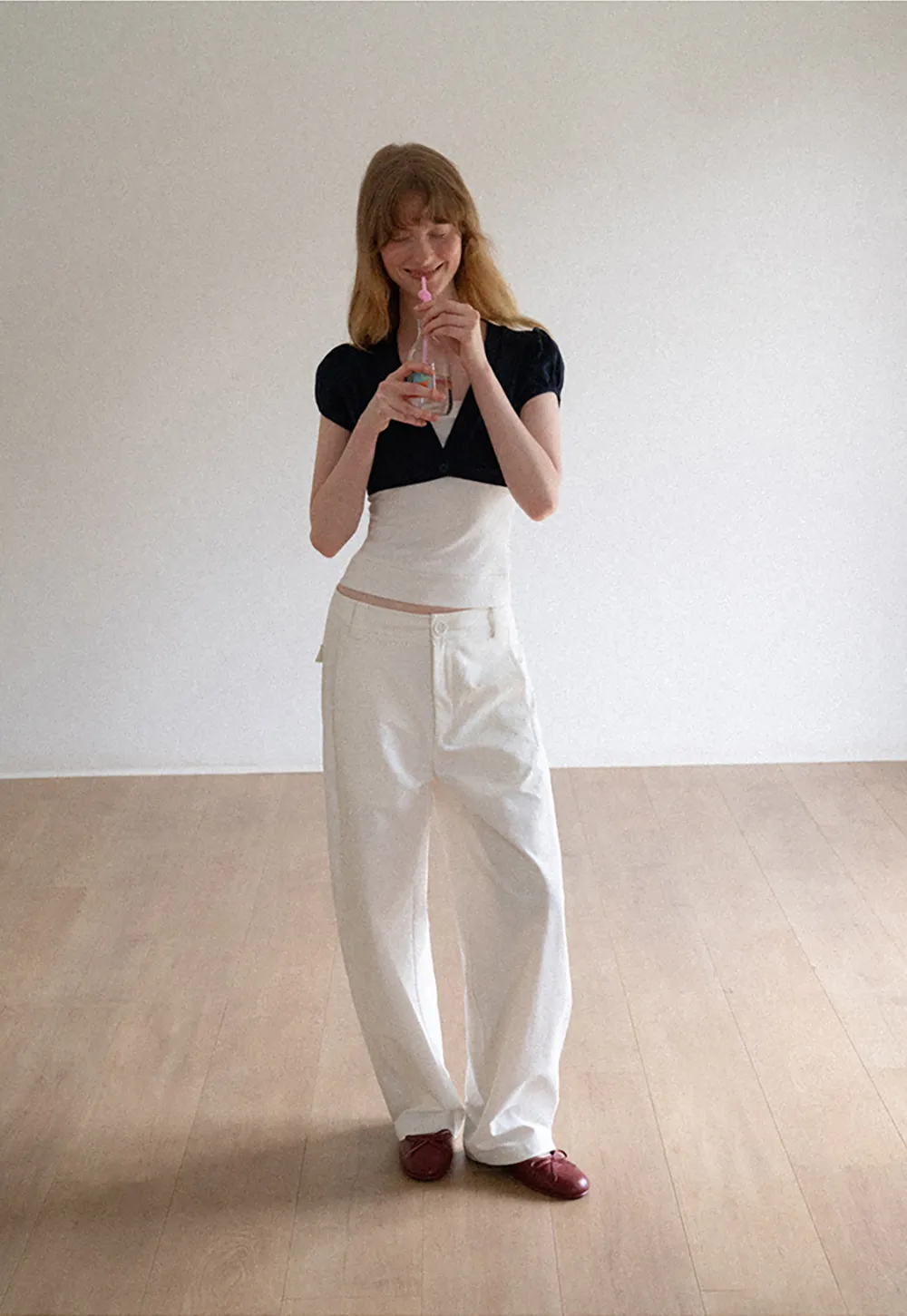 Wide Leg High Waist Belted Casual Pants