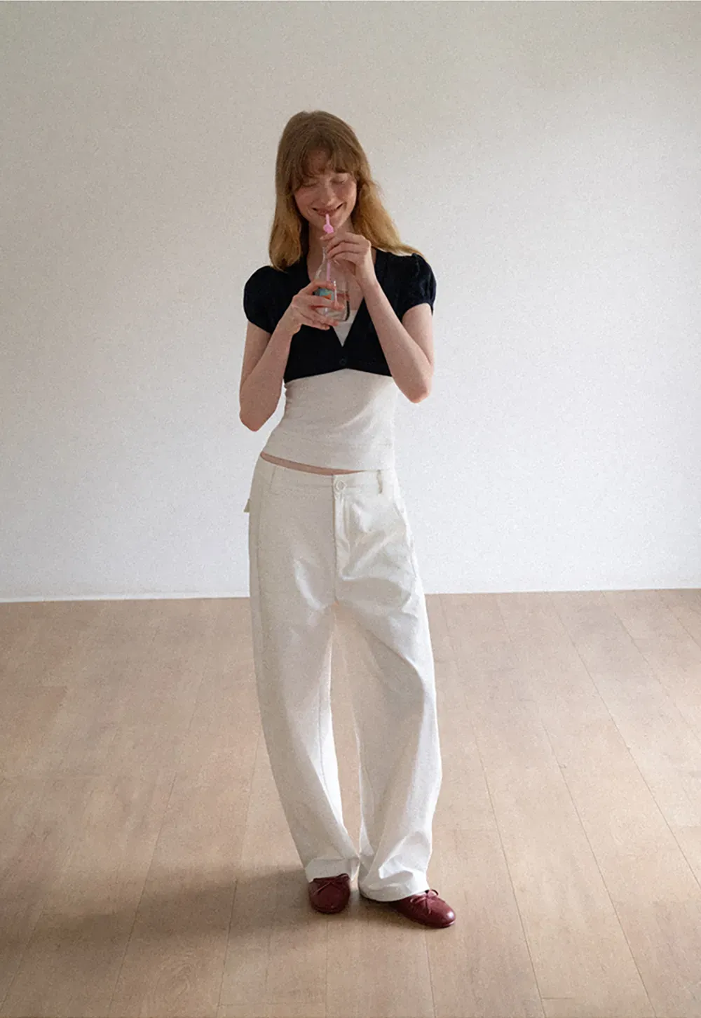 Wide Leg High Waist Belted Casual Pants