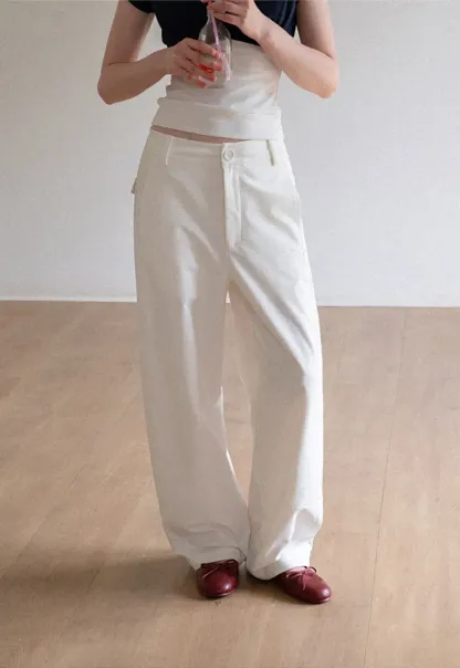 Wide Leg High Waist Belted Casual Pants