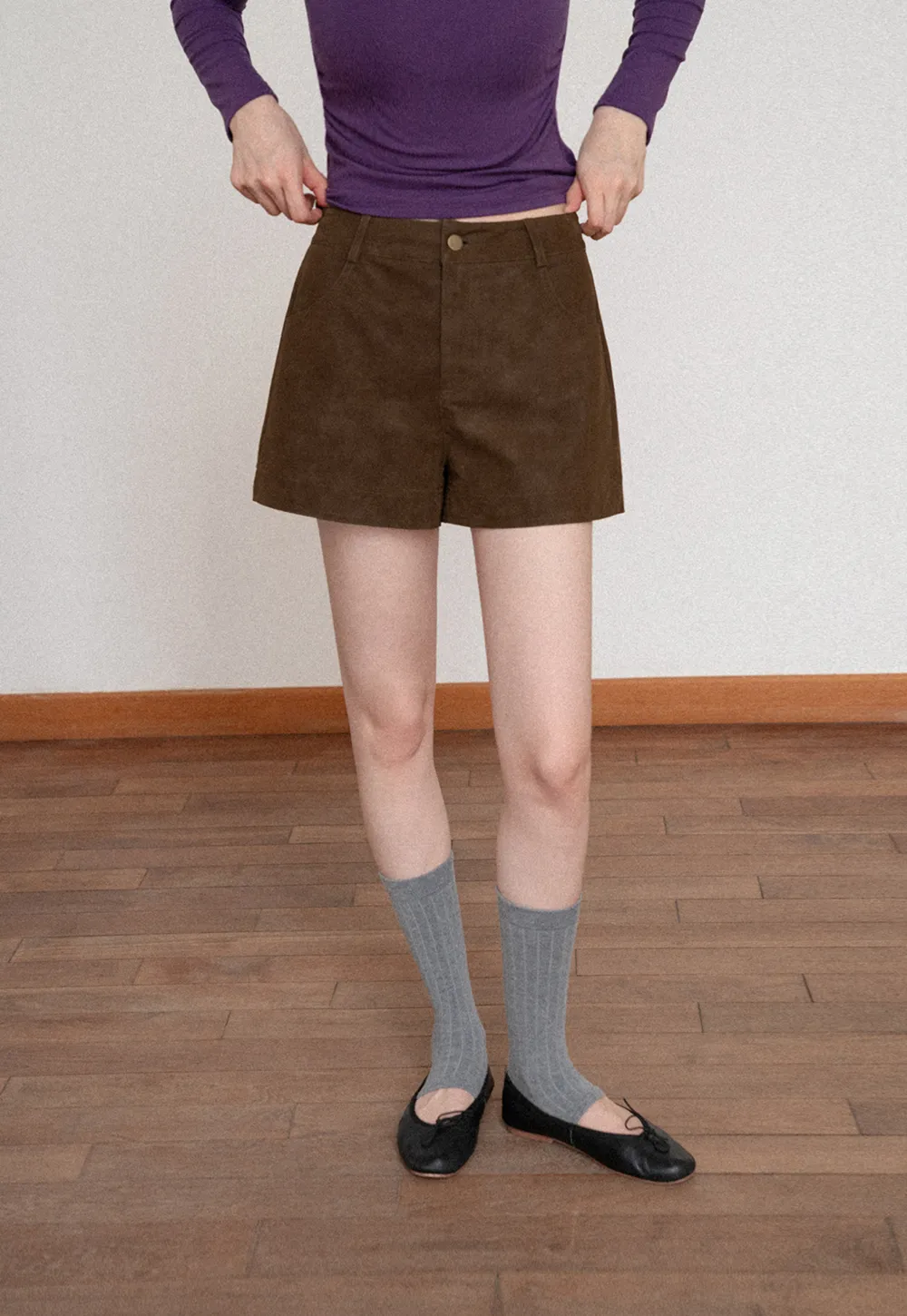 High Waist Corduroy Shorts
