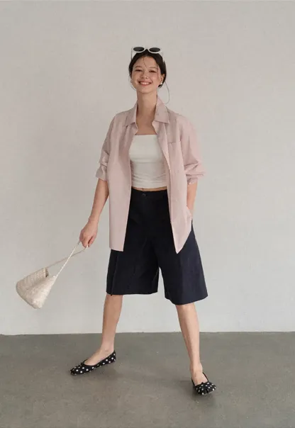 High Waist Pleated Wide Leg Casual Pants