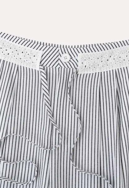 High Waist Pleated Wide Leg Striped Casual Pants