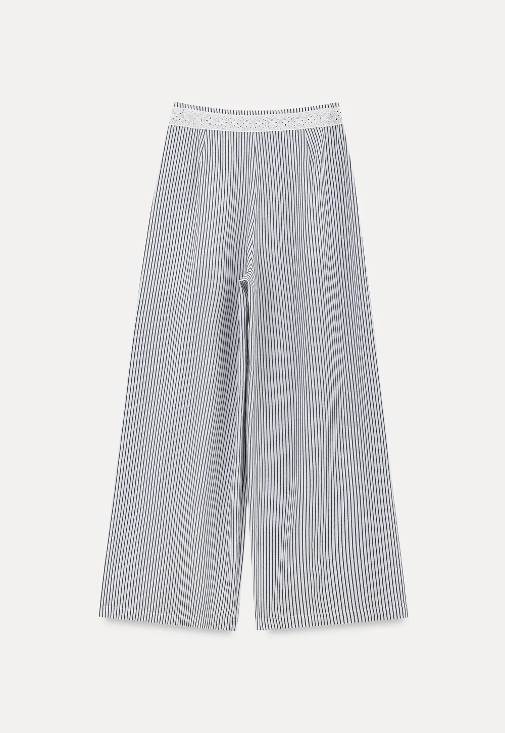 High Waist Pleated Wide Leg Striped Casual Pants