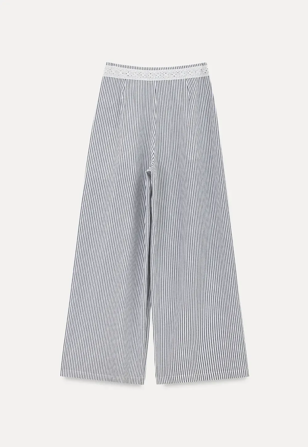 High Waist Pleated Wide Leg Striped Casual Pants