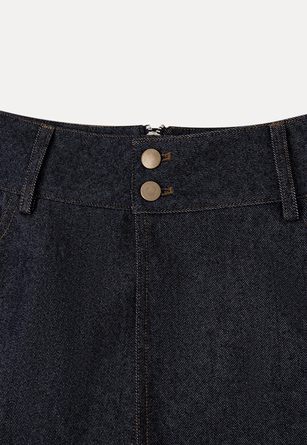 High Waist Double Button Denim A Line Skirt