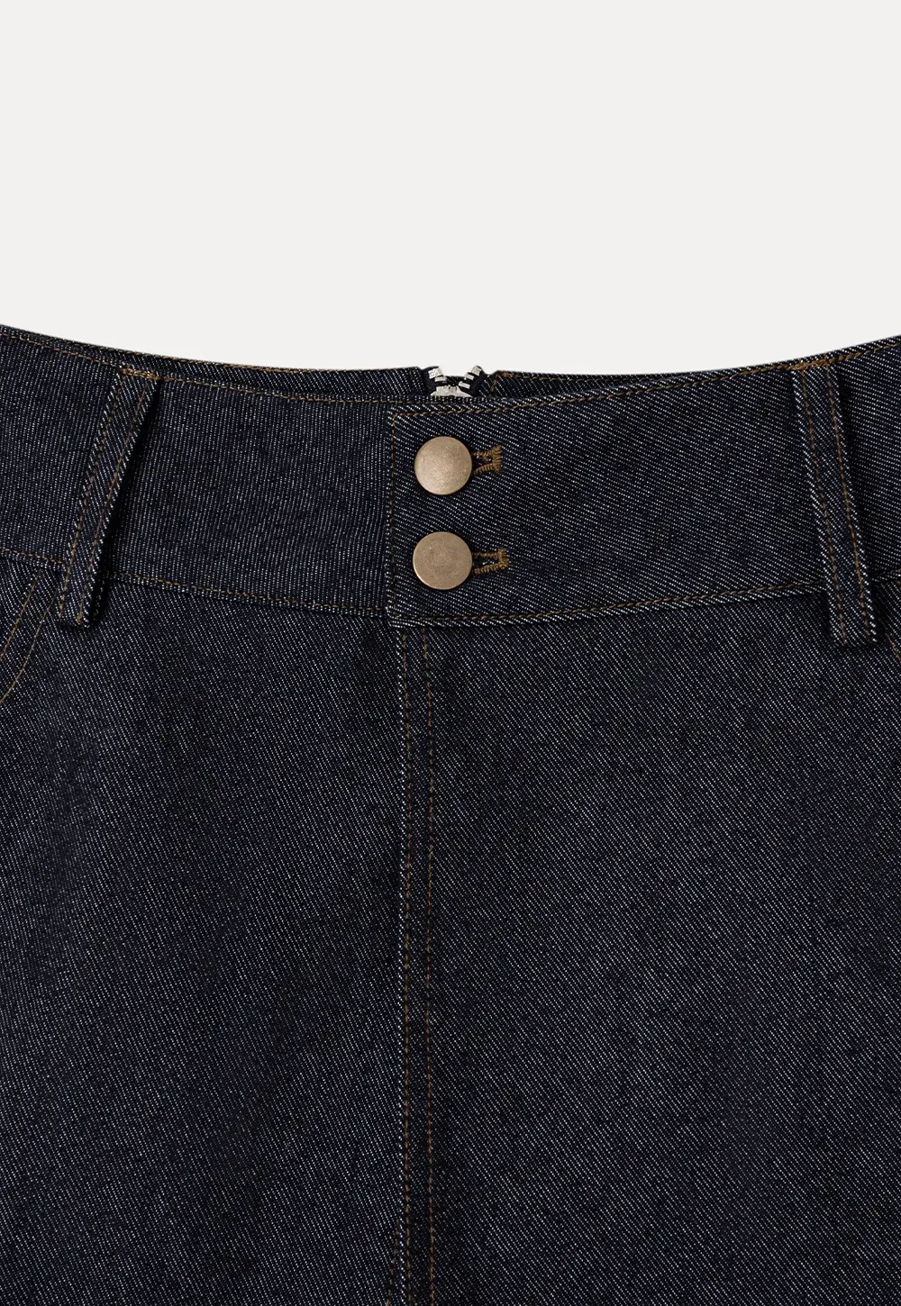 High Waist Double Button Denim A Line Skirt