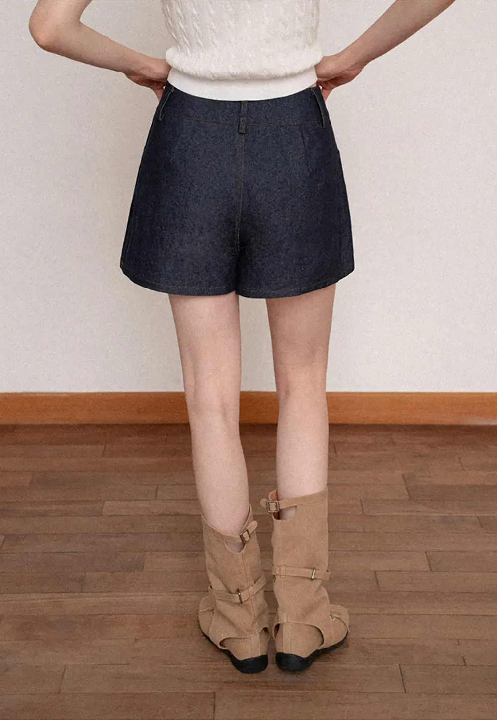 High Waist Double Button Denim A Line Skirt