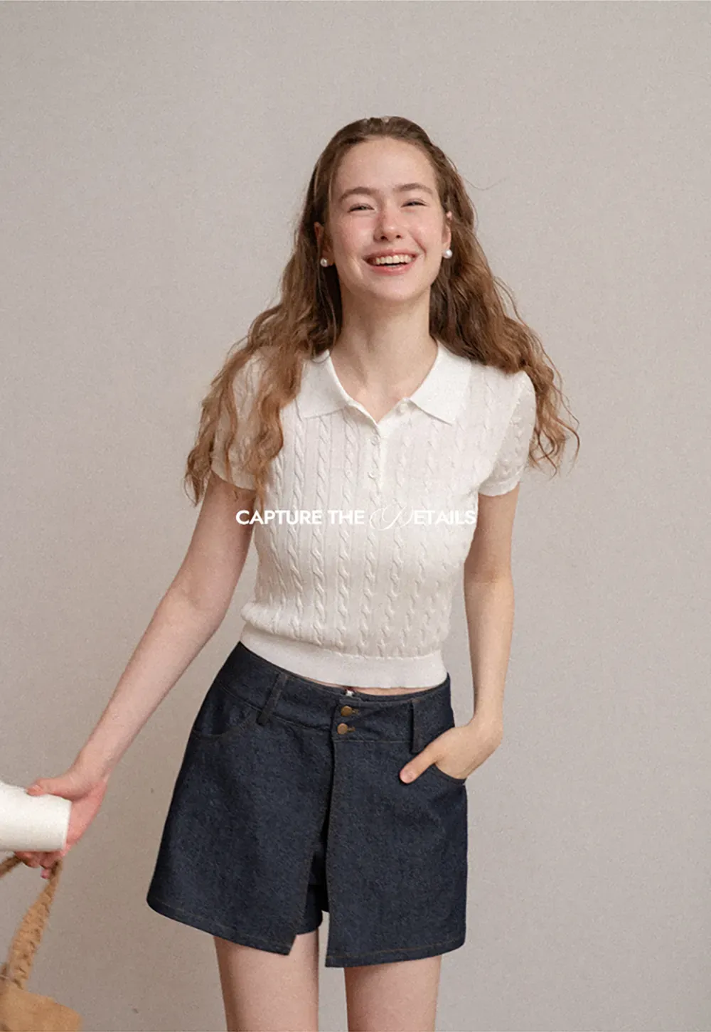High Waist Double Button Denim A Line Skirt
