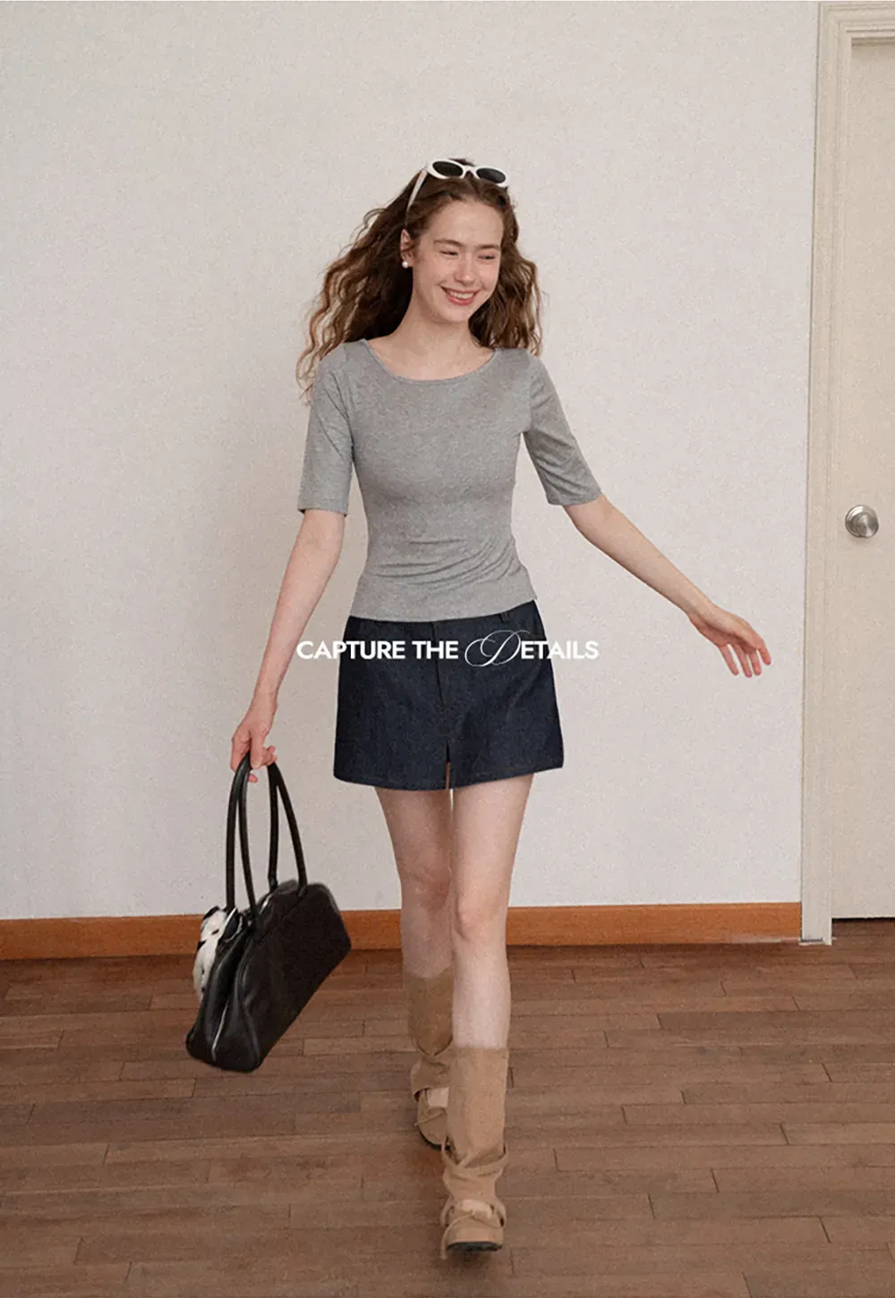 High Waist Double Button Denim A Line Skirt