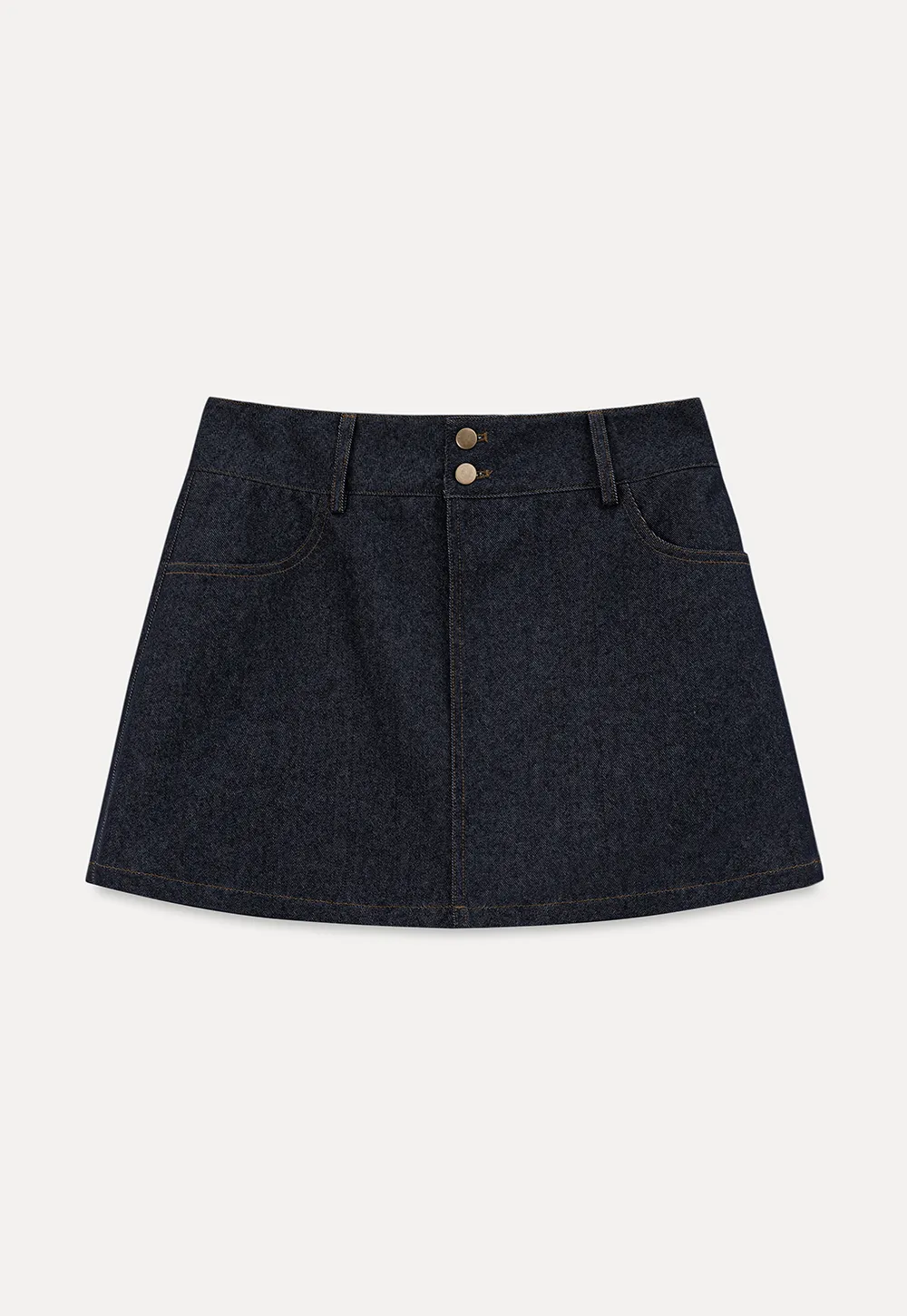 High Waist Double Button Denim A Line Skirt
