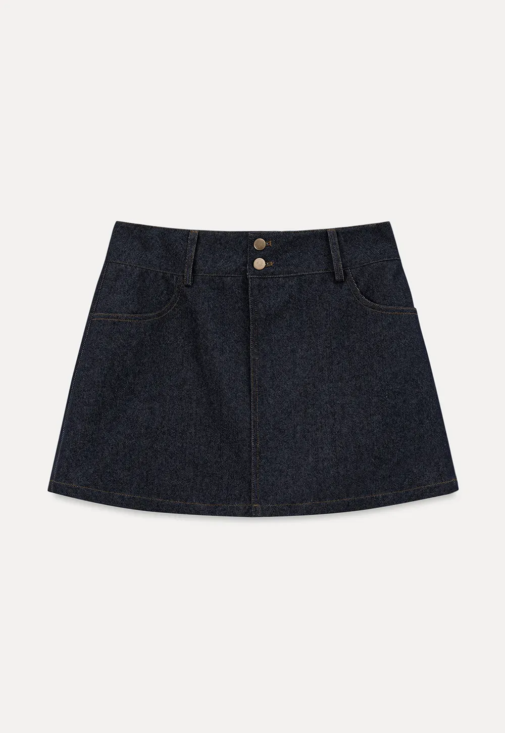 High Waist Double Button Denim A Line Skirt