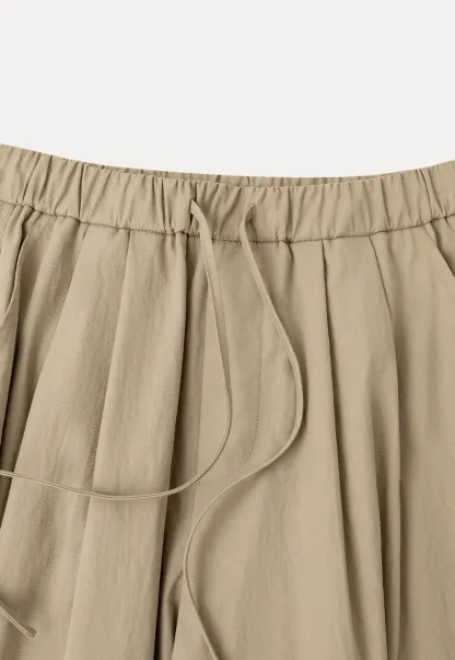 High Waist Drawstring Wide Leg Casual Pants