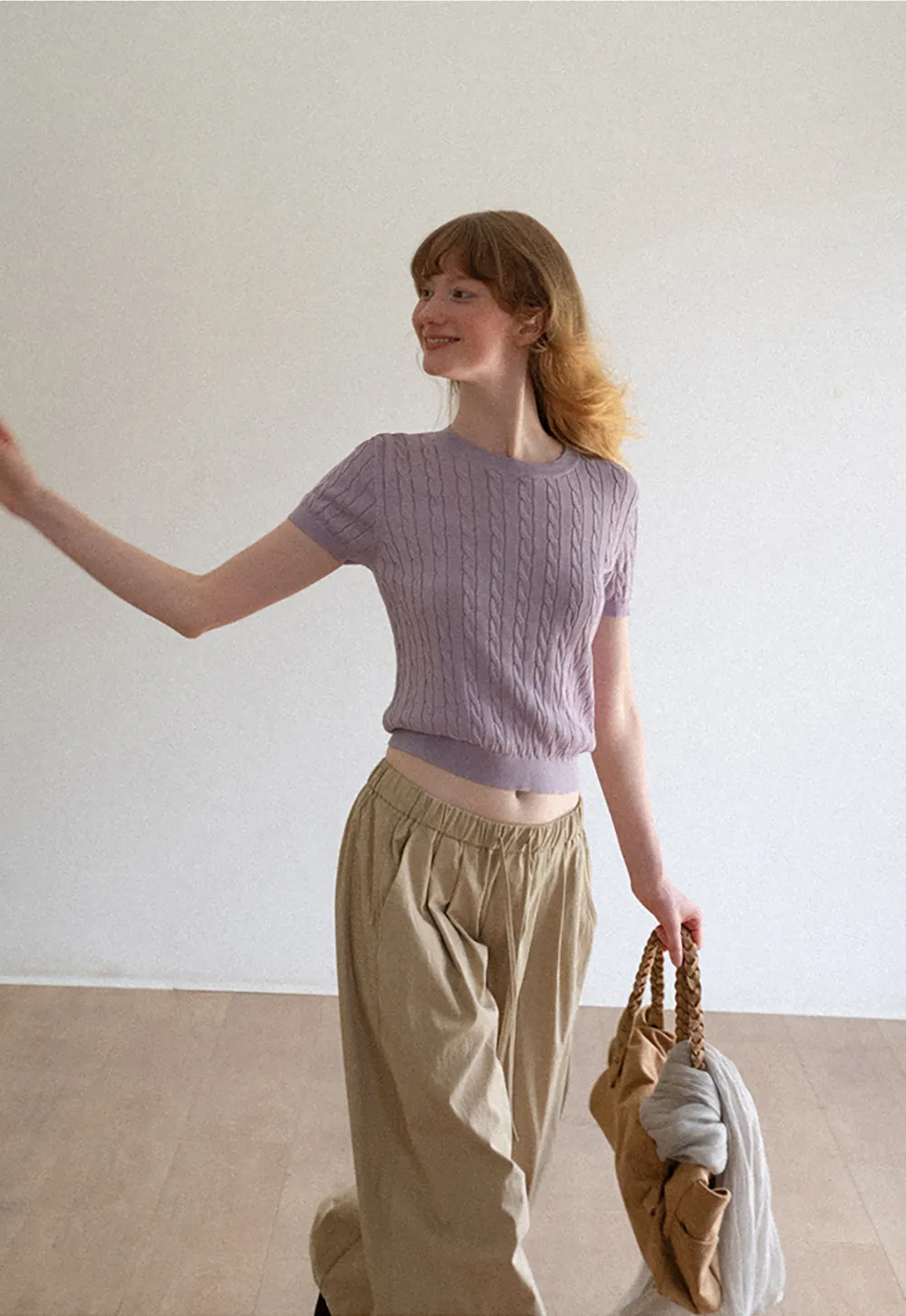 High Waist Drawstring Wide Leg Casual Pants