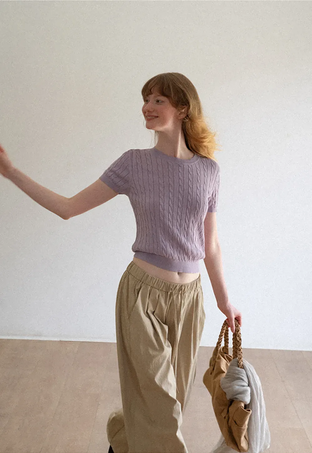 High Waist Drawstring Wide Leg Casual Pants