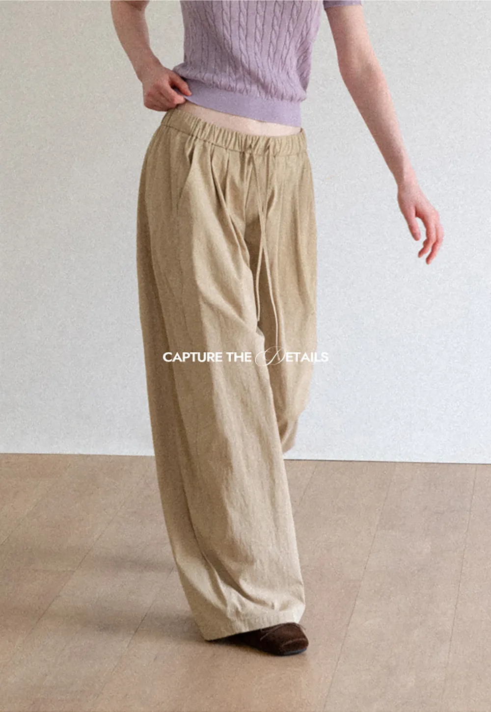 High Waist Drawstring Wide Leg Casual Pants