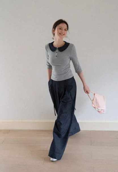 High Waist Pleated Wide Leg Casual Pants