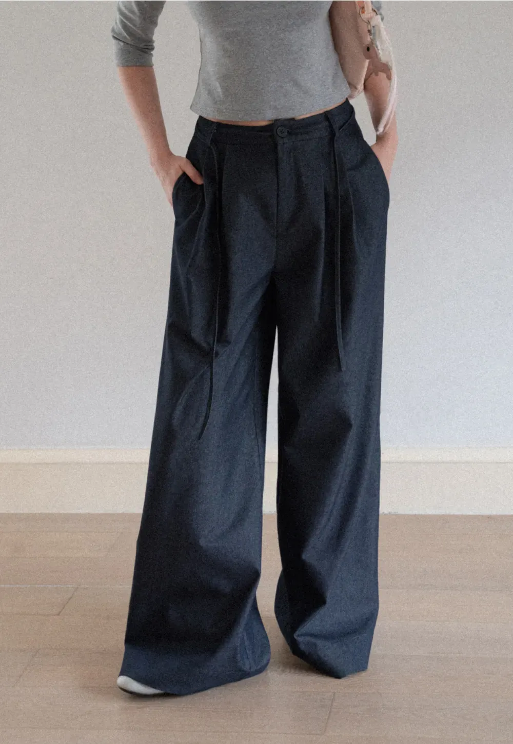 High Waist Pleated Wide Leg Casual Pants