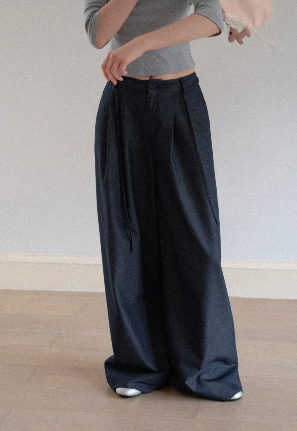 High Waist Pleated Wide Leg Casual Pants