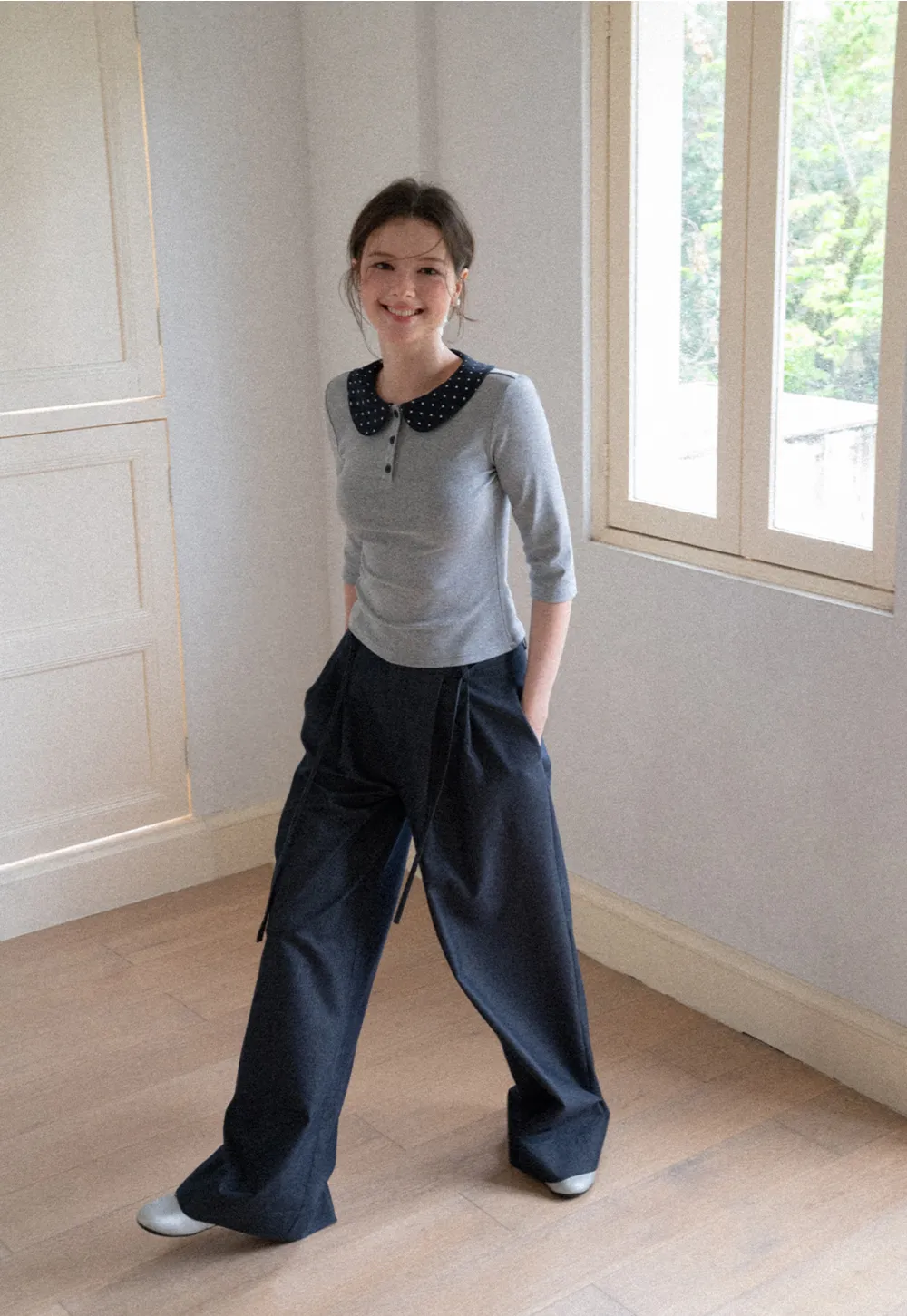 High Waist Pleated Wide Leg Casual Pants
