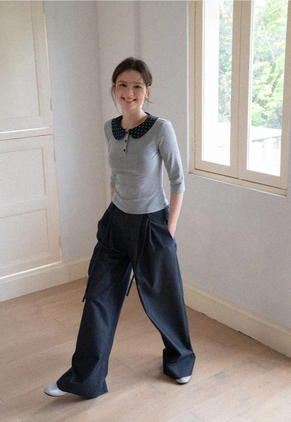 High Waist Pleated Wide Leg Casual Pants