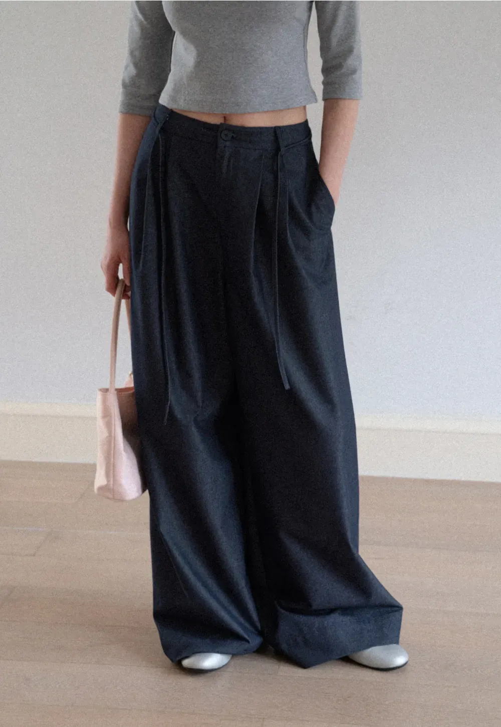 High Waist Pleated Wide Leg Casual Pants