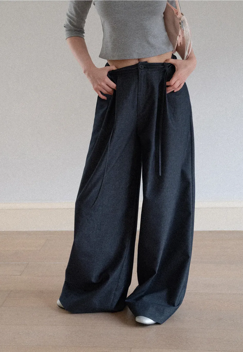 High Waist Pleated Wide Leg Casual Pants