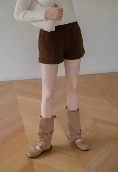 Cropped High Waist Ribbed Knit Casual Pants