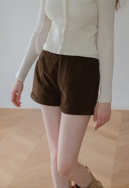 Cropped High Waist Ribbed Knit Casual Pants