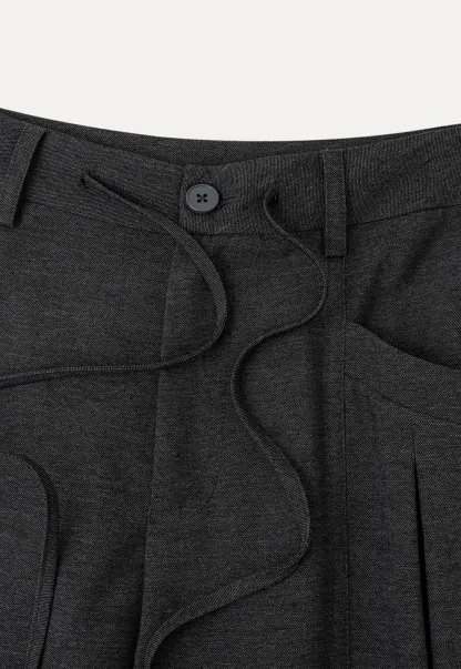 Pleated Wide Leg Drawstring Casual Pants
