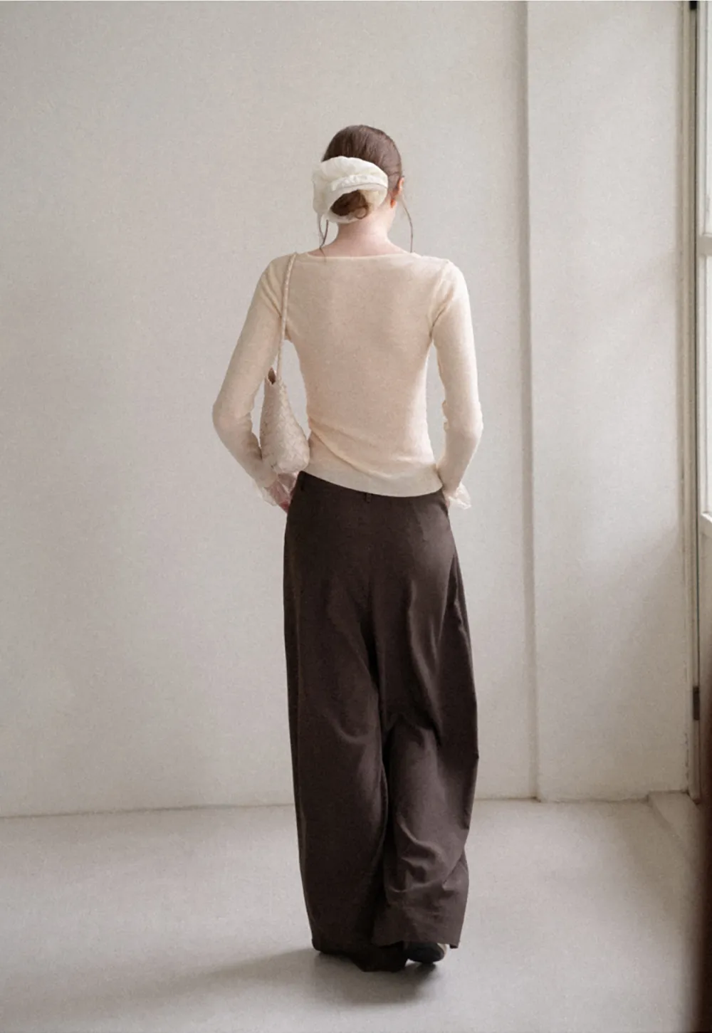 Pleated Wide Leg Drawstring Casual Pants