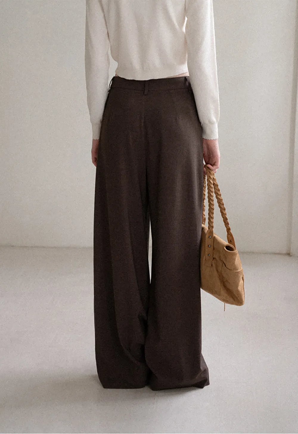 Pleated Wide Leg Drawstring Casual Pants