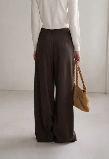 Pleated Wide Leg Drawstring Casual Pants