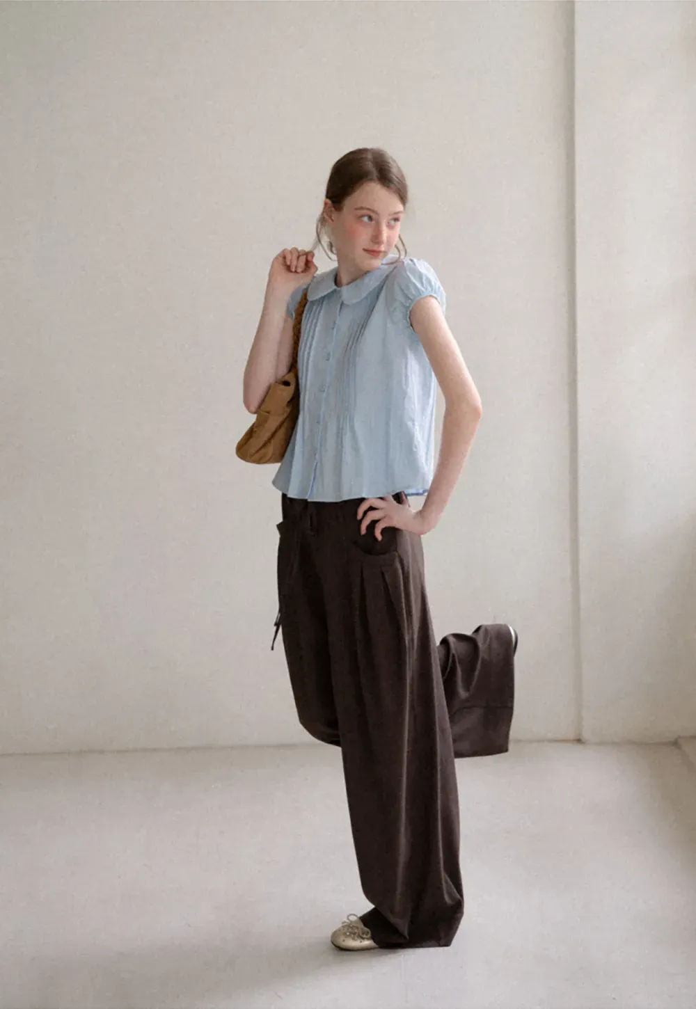 Pleated Wide Leg Drawstring Casual Pants