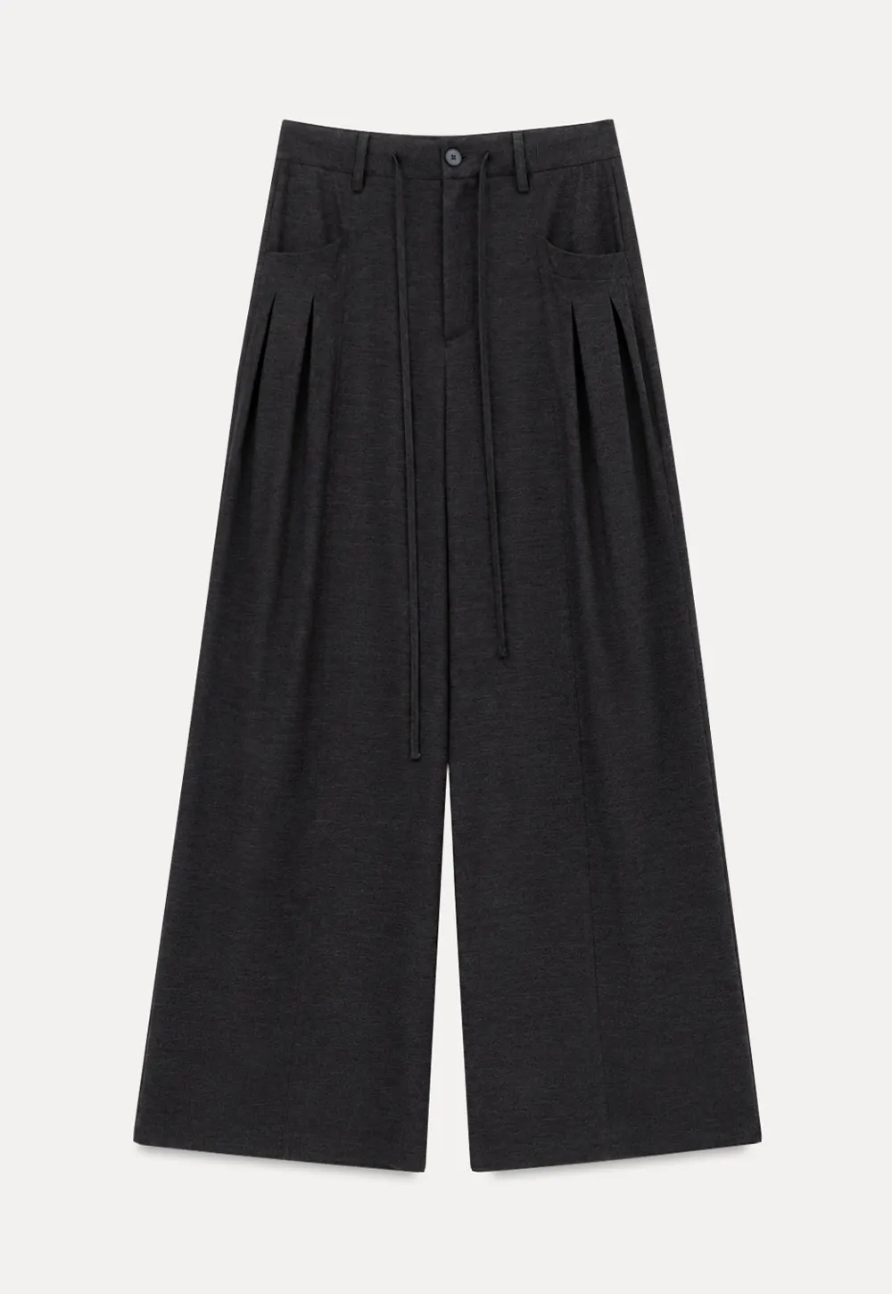 Pleated Wide Leg Drawstring Casual Pants