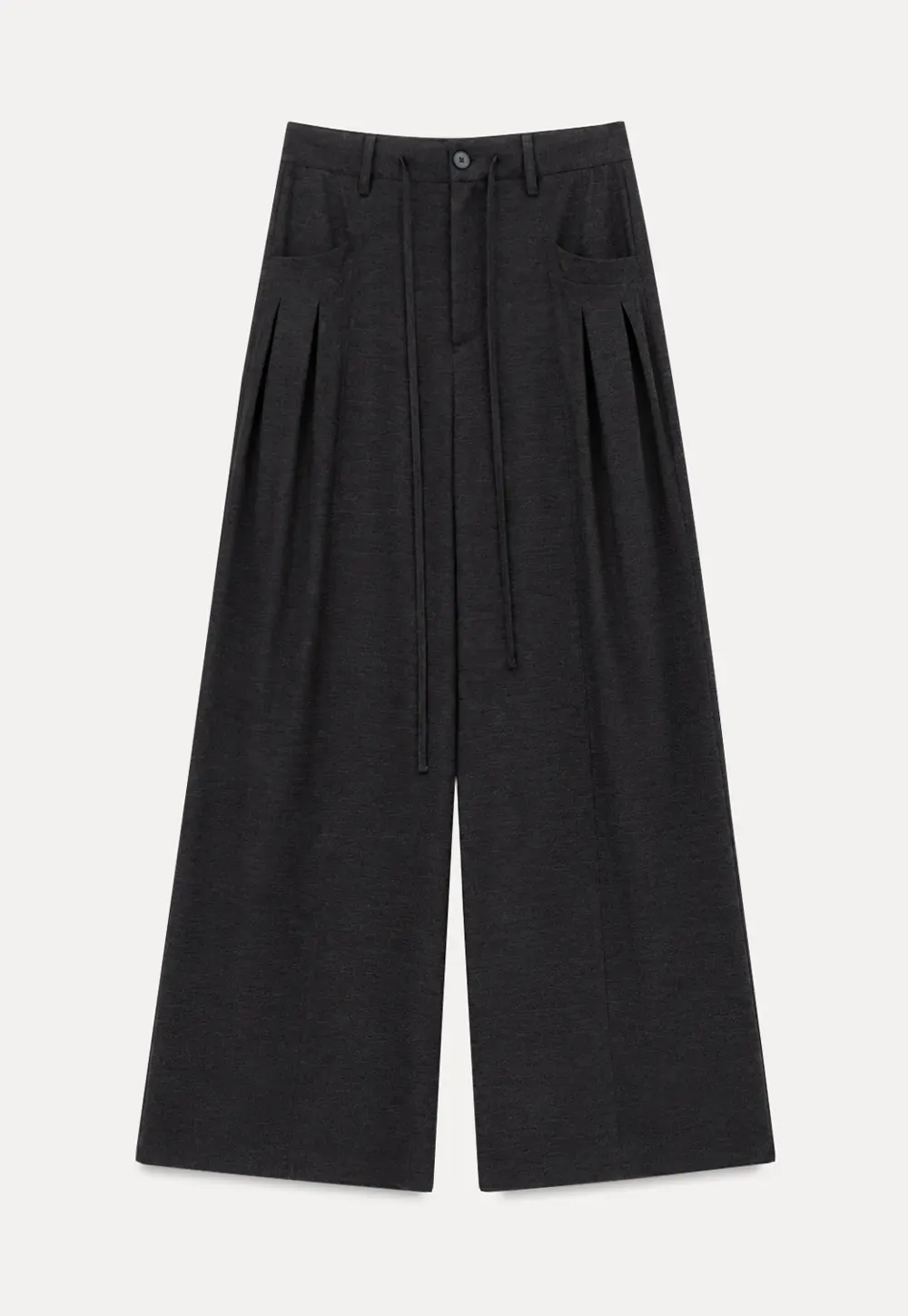 Pleated Wide Leg Drawstring Casual Pants