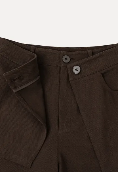 Wrap Front Wide Leg Casual Pants