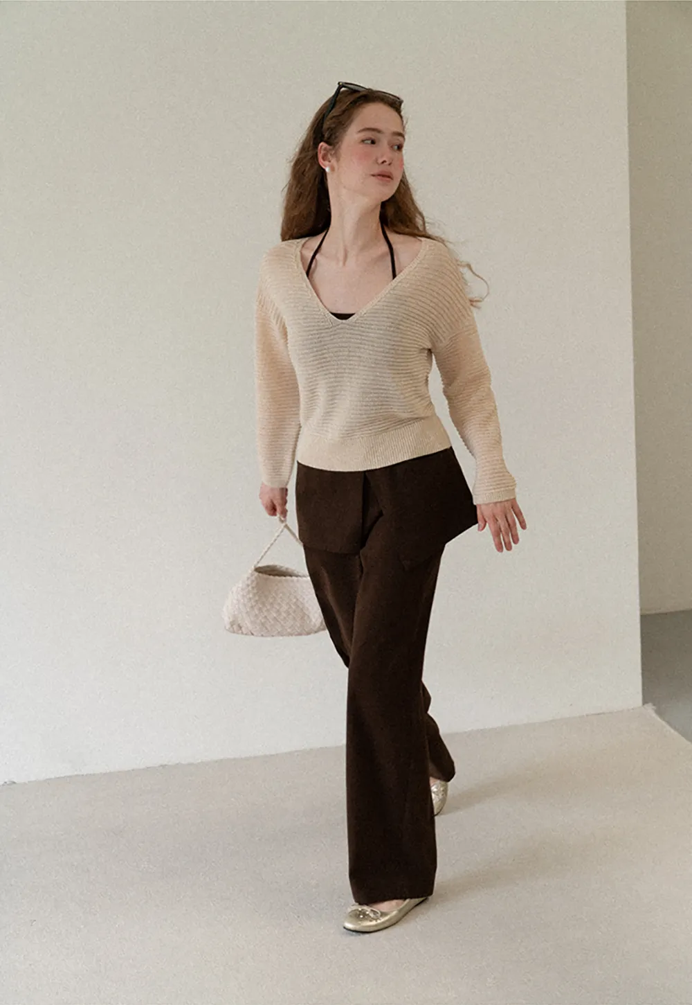 Wrap Front Wide Leg Casual Pants