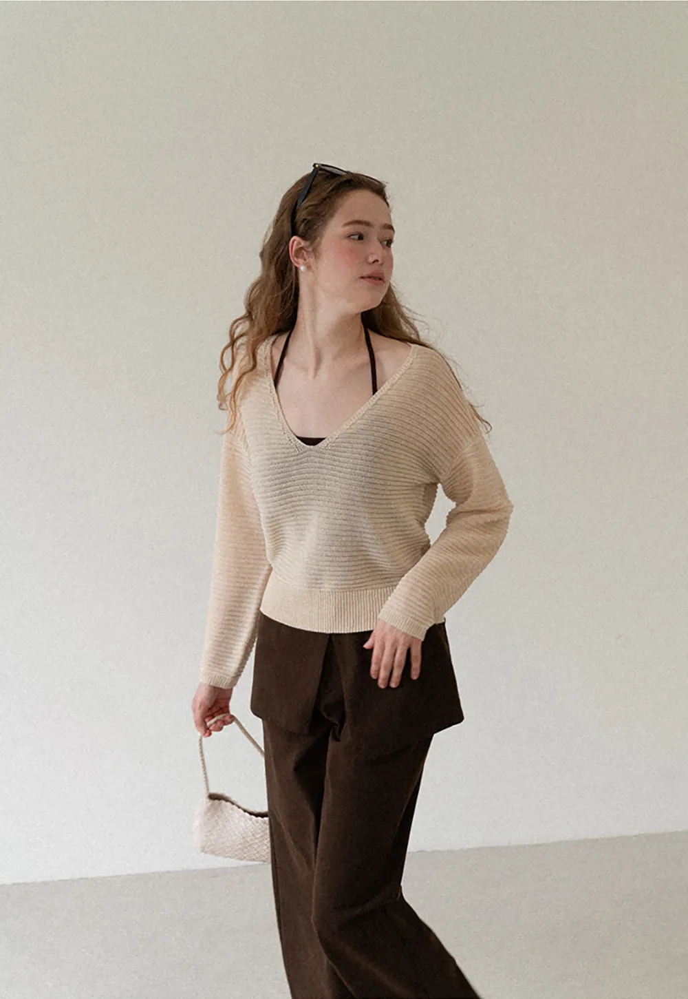 Wrap Front Wide Leg Casual Pants