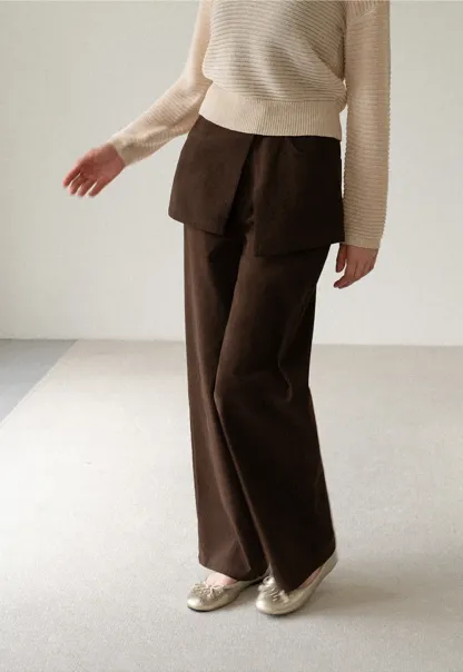 Wrap Front Wide Leg Casual Pants