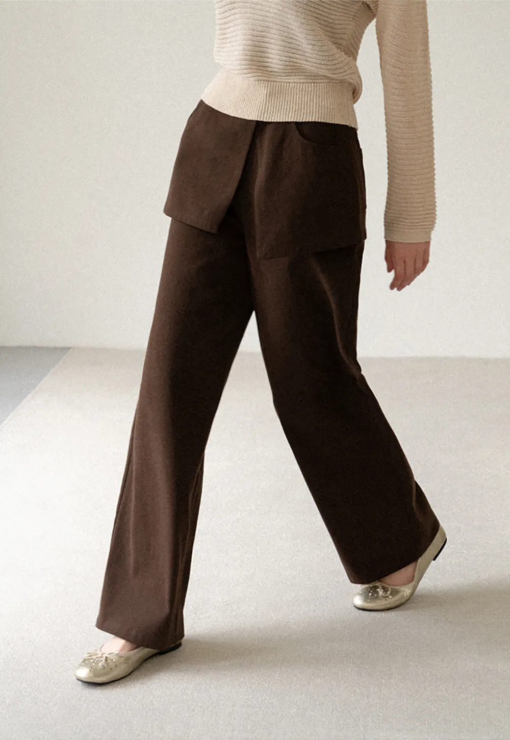 Wrap Front Wide Leg Casual Pants