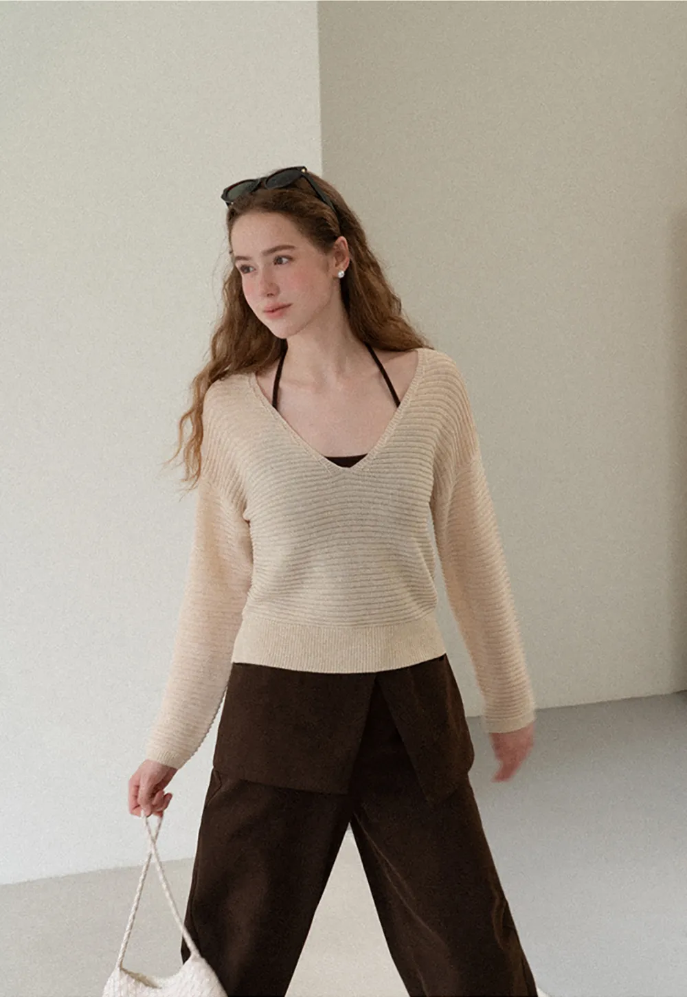 Wrap Front Wide Leg Casual Pants