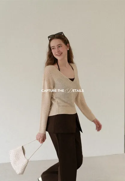 Wrap Front Wide Leg Casual Pants